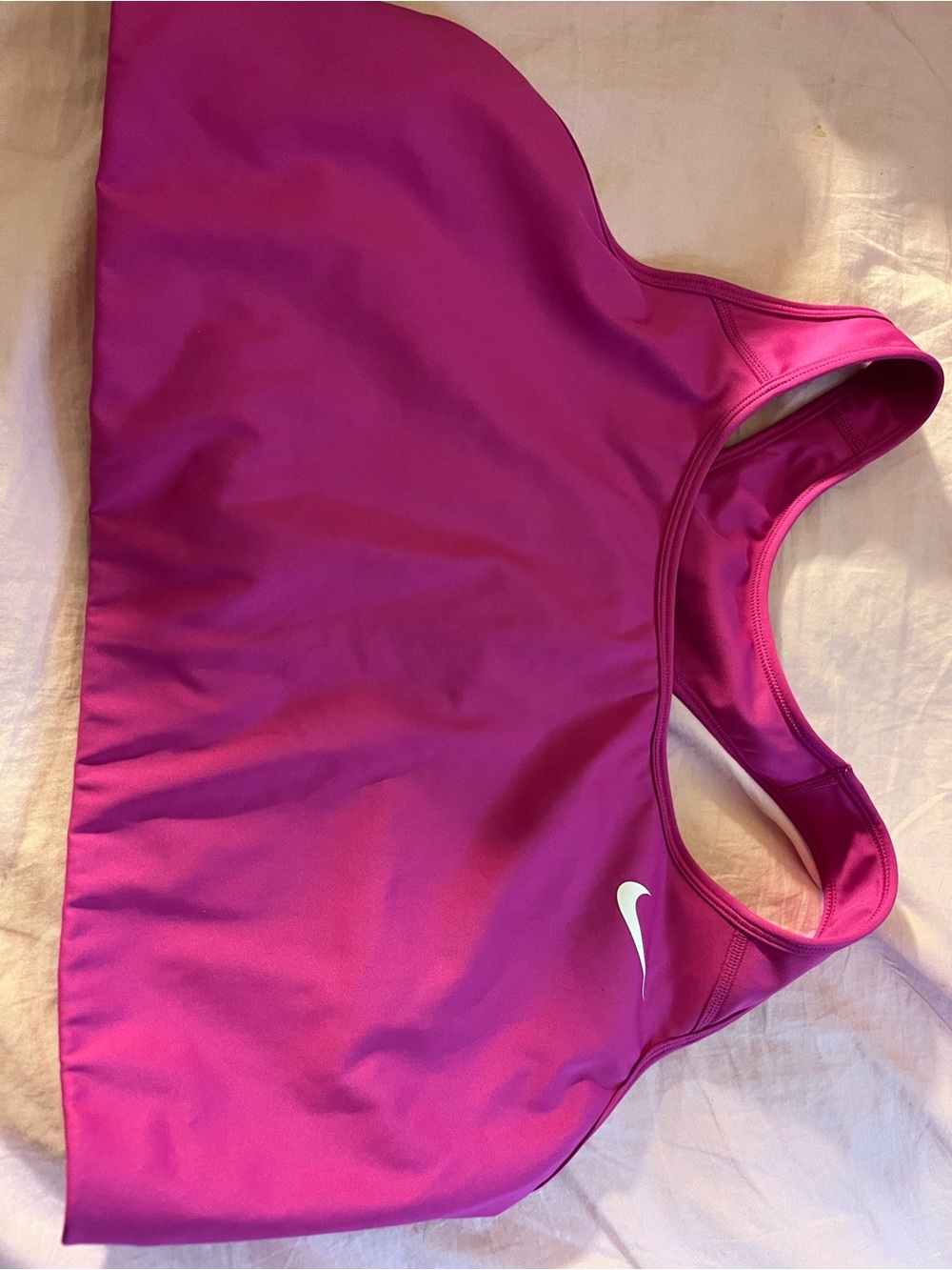 Nike Hot Pink Dri-FIT Sports Bra with white Swoosh